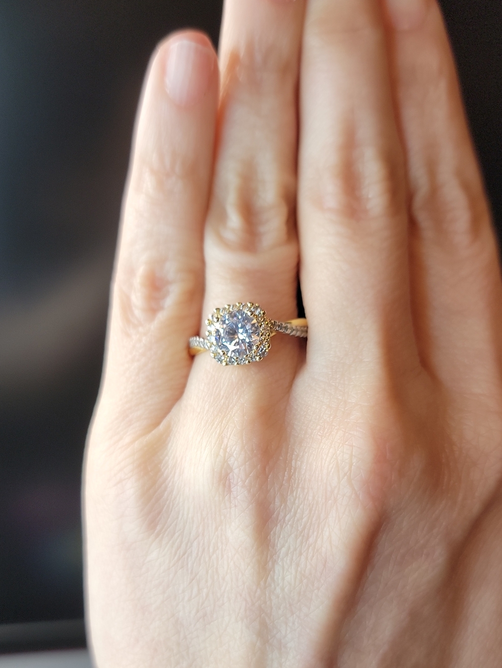 Sterling Silver & 10kt GE Halo Ring